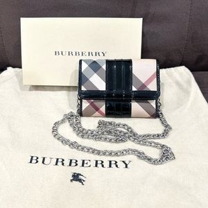 💯 Authentic Burberry Nova Check Wallet on Chain Crossbody WOC Shoulder Bag Y2K
